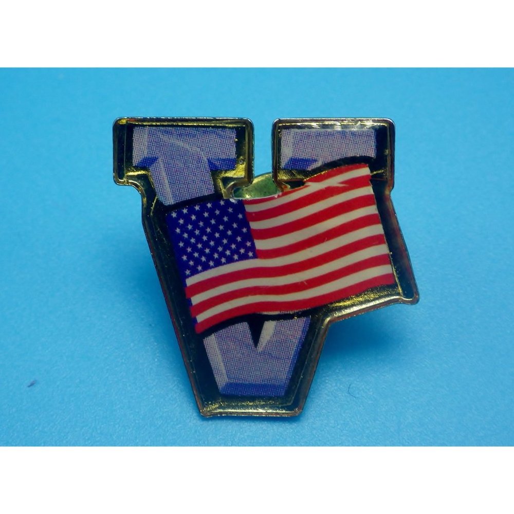 Veteran V for Victory American Flag Pin Lapel Hat Pin Tie Tack Patriotic Pinback